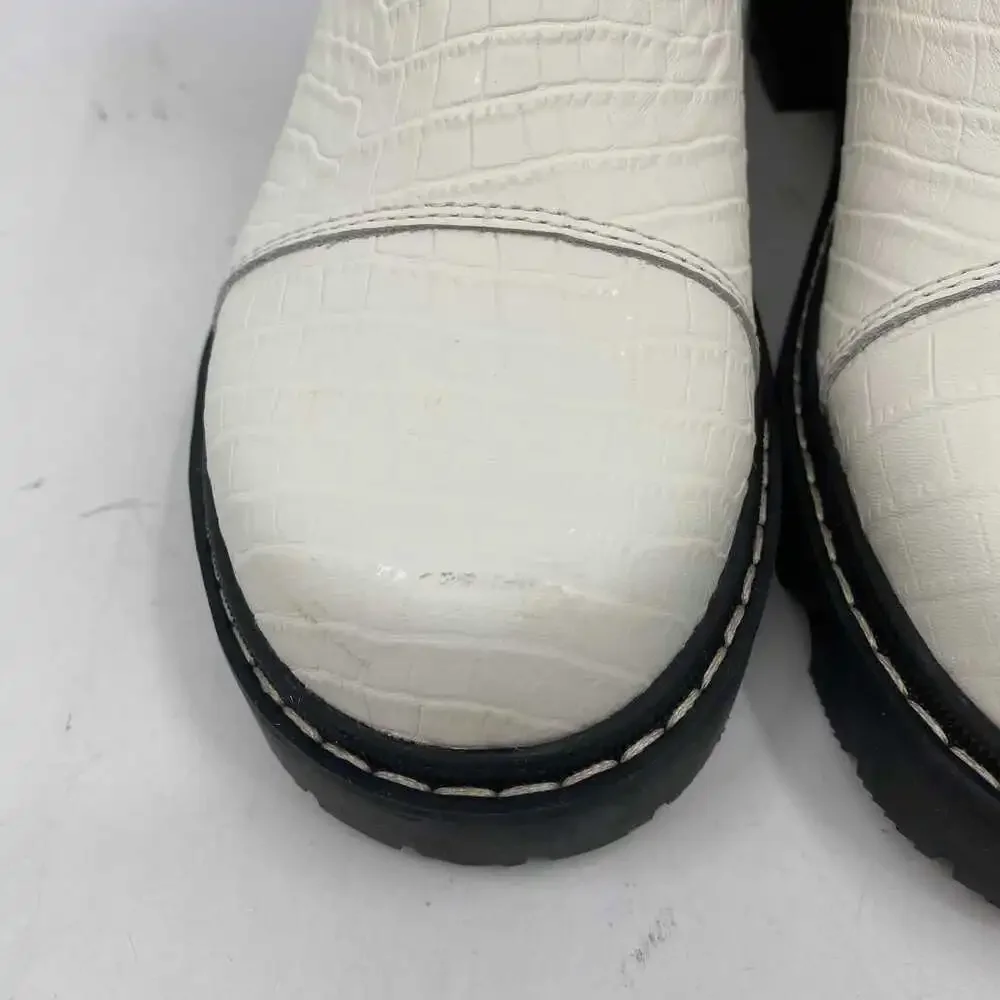 Sorel White Black Croc Embossed Ankle Boots | Women’s Size 9.5